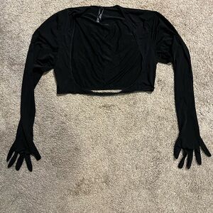 SKIMS long sleeve shrug with gloves - jelly sheer onyx - 2X